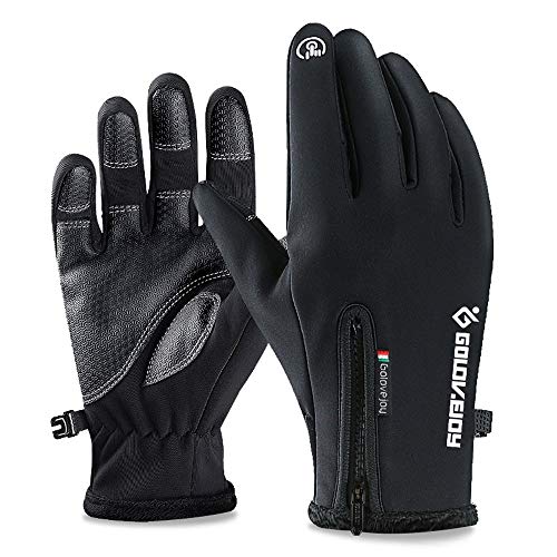Pacrate Guantes Calefactables, Guantes Invierno Hombre Pantalla Táctil, Guantes Mujer Cálidos Antideslizantes para Ciclismo, Gris Oscuro (Negro01, S)