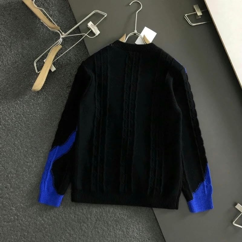 Autumn Winter Round Neck Long Sleeve Contrast r Pullovers Men's Clothing Casual Korean Knitting Tops3