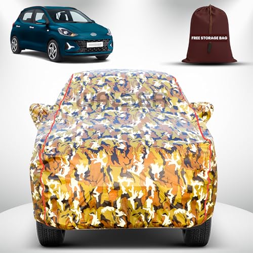 Image of Walser Waterproof Car Cover for Hyundai Grand i10 Nios | All-Weather Full Car Body Protection | with Mirror & Antenna Pocket | Dustproof, Windproof & Anti-Scratch Lining, Camouflage