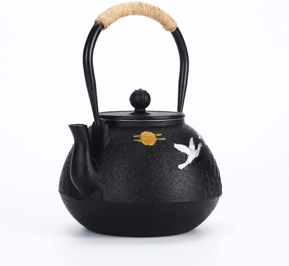 Ceramiczny czajniczek, 40oz/1.2L czajnik żeliwny w stylu japońskim, niepowlekany, ręcznie malowany, żeliwny czajnik do gotowania wody, żeliwny czajnik do herbaty