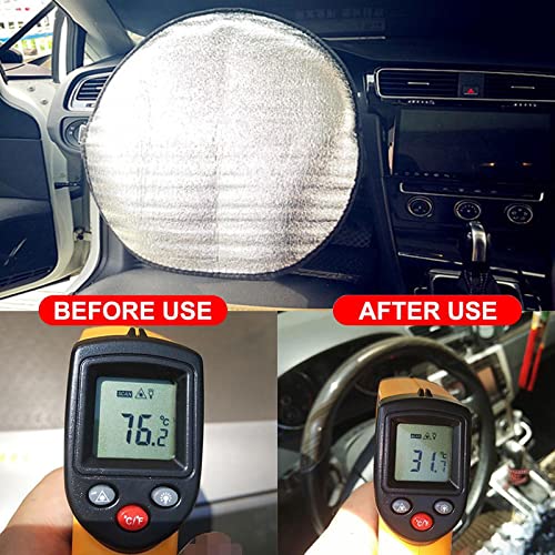 Rovos Steering Wheel Sun Shade Cover Car Steering Wheel Sun Block Anti-Heat Aluminum Foil Steering Wheel Cover Sunshade For Auto Suv Truck #TOP3