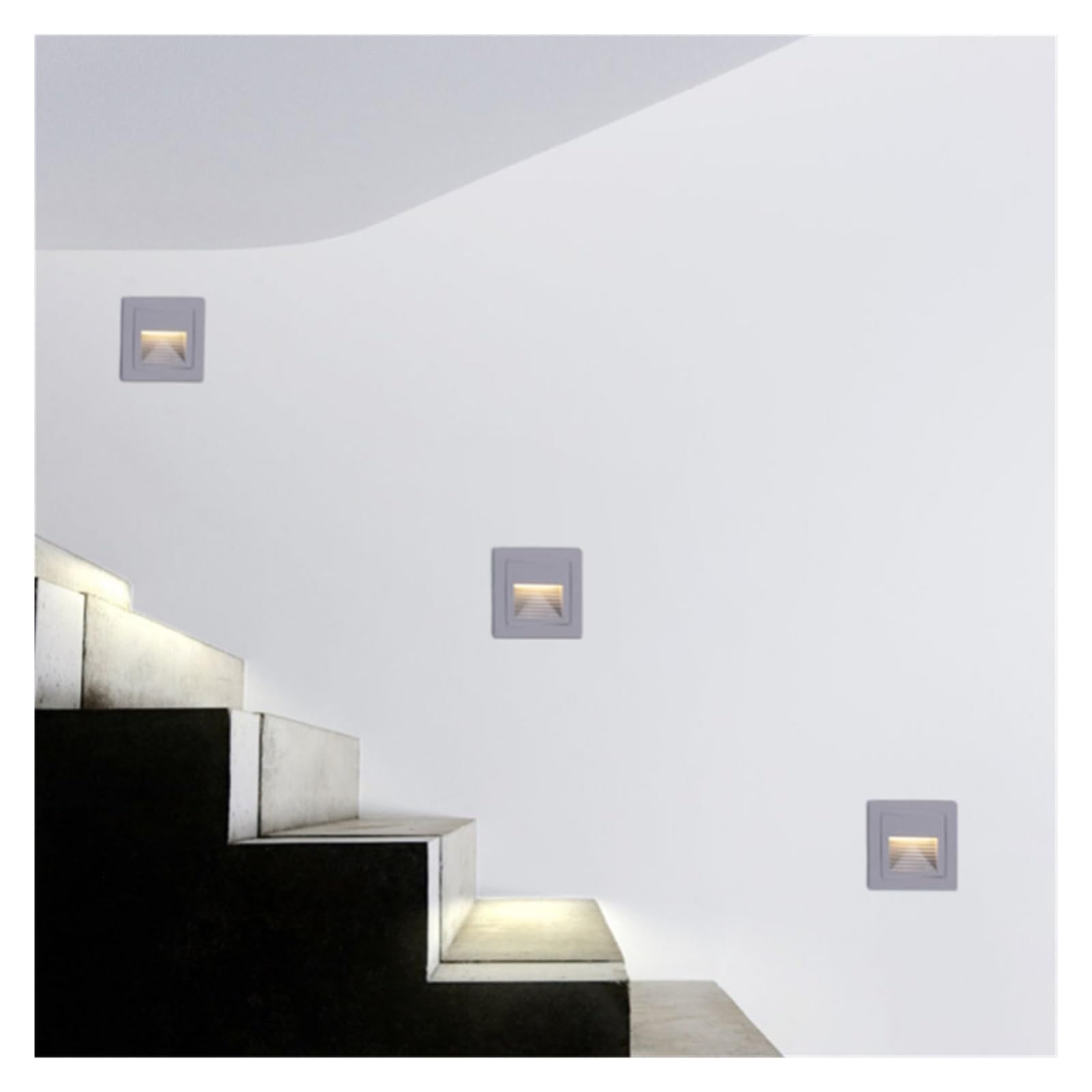 Wpuszczana lampa ścienna z czujnikiem ruchu inteligentna lampka nocna LED krok do schodów drabina schodowa przedpokój sypialnia aluminium 110 V 220 V(Black Body,WARM WHITE 3000K_5W WITH SENSOR)