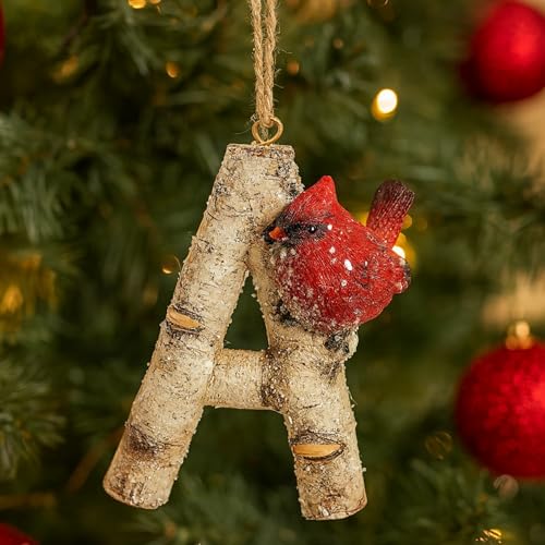 Holiday Treasures Cardinal Initial Letter A Resin Christmas Ornament