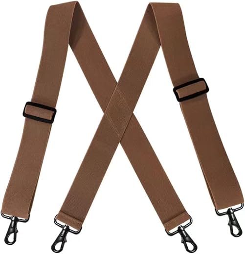 FENSIR® Elastic Men's 4 Hook Suspenders with 5CM Wide Straps Adjustable Trousers Braces
