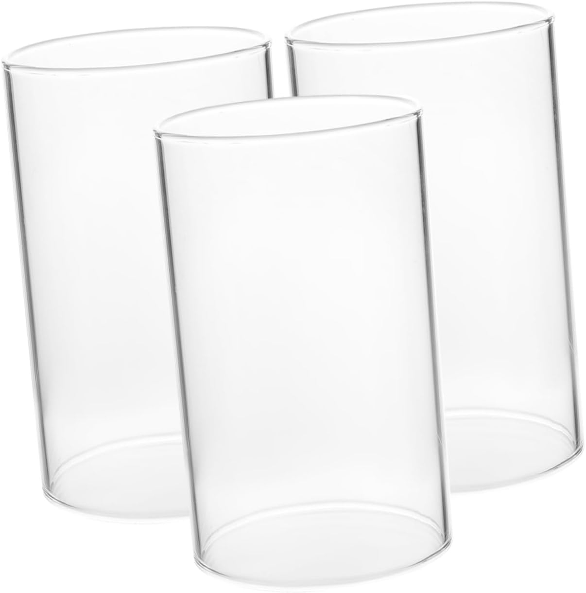 3pcs Glass Tube Candle Holders Windproof Open-Ended Candle Covers Home Decorative Shades