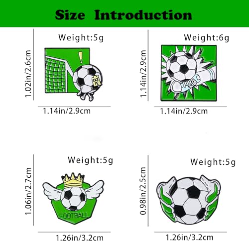 Image of 4Pcs Cartoon Football Sports Brooch, Holding A Football, Scoring A Goal, Enamel Pin, Kicking a Football, Crown Lapel Pin, Alloy Backpack Pin, Suitable for Cool Pins, Suitable for Daily Clothes, Bags, Hats Decoration, Party Gifts Collection
