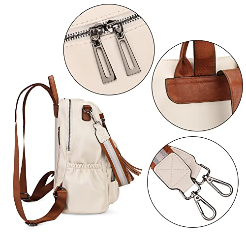 Image of Uromee Travel Backpack Purse for Women Vegan Leather Ladies Fashion Tassel Shoulder Bag Convertible