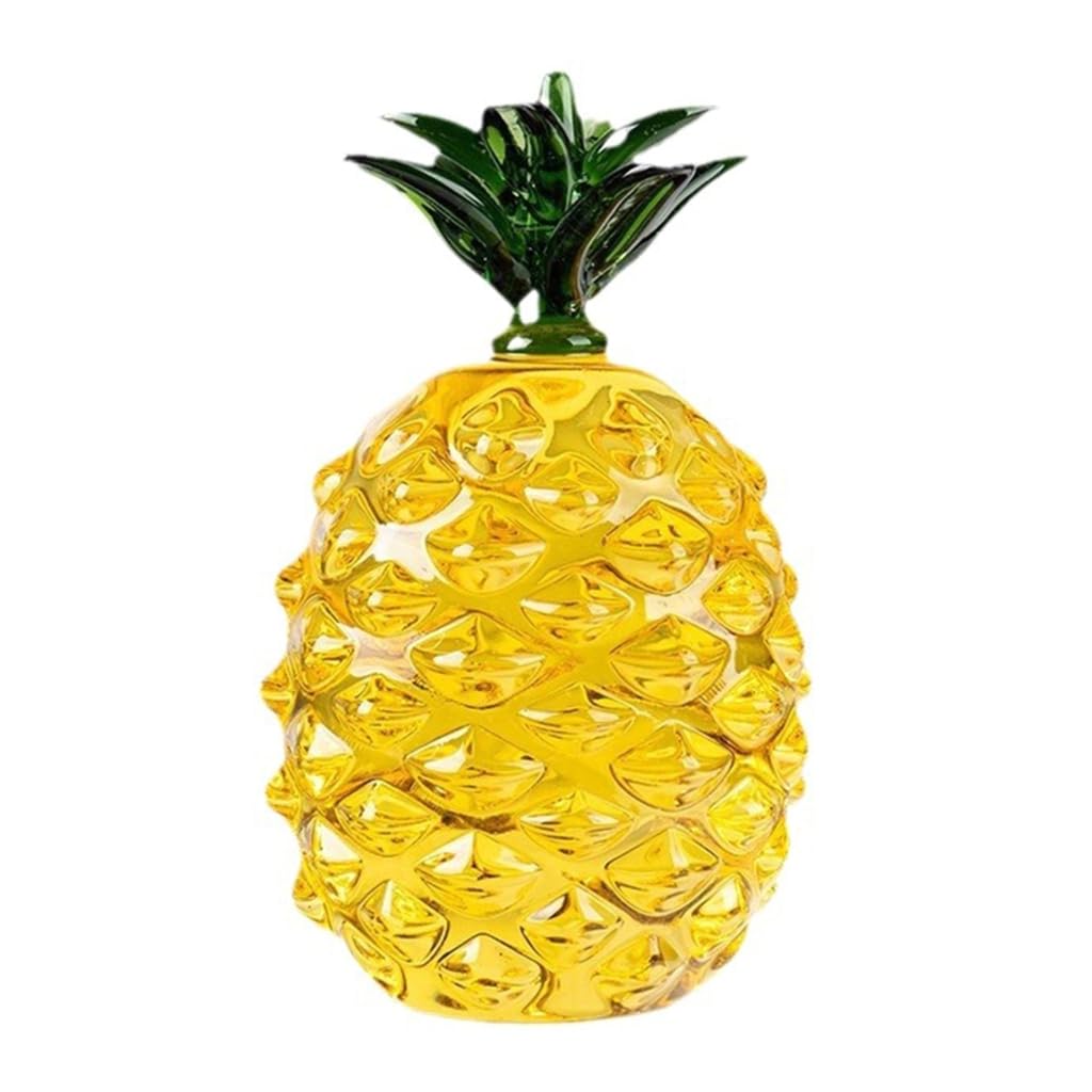 Kalttoy Yellow/Green/Light Decorative Crystal Pineapple Figurine Glass Artificial Fruit Statue Ornament