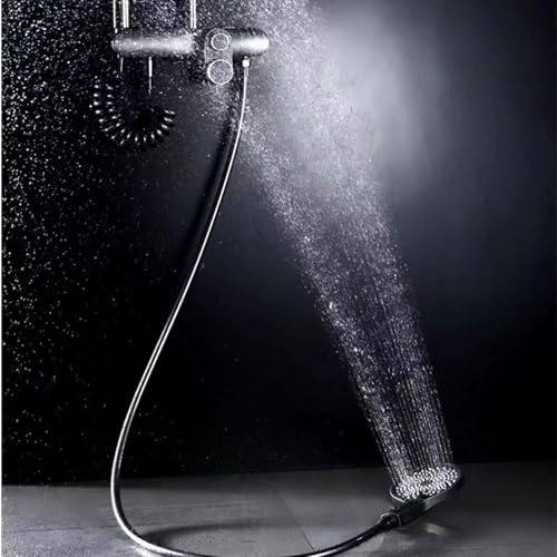 Ensemble de douche pluviométrique gris avec mitigeur et pulvérisation main - 7