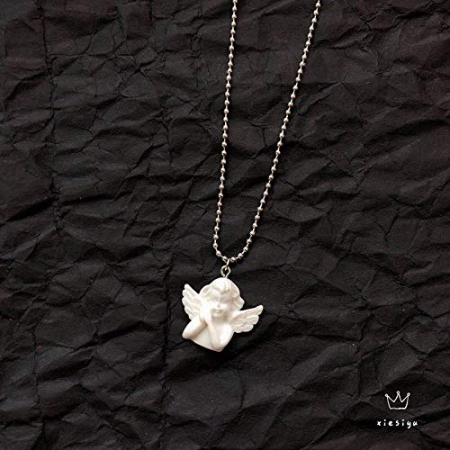 2Pcs Cute Cupid Angel Pendant Stainless Steel Necklace, Long Chain Baby Shaped Jewelry Sweetheart For Women Man Friendship Girl Gifts-2Pcs #TOP3
