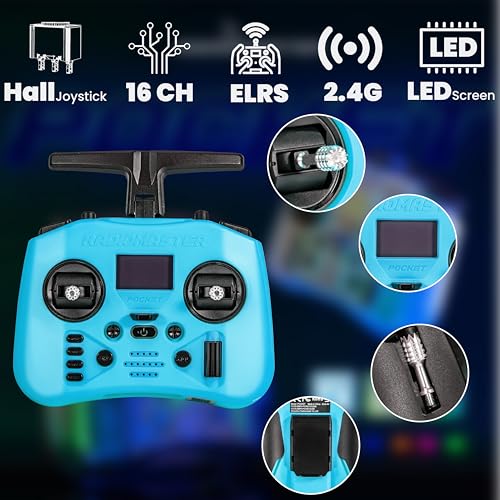 Image of Radiomaster Pocket ELRS Remote Controller Portable Hall Gimbal EdgeTX 2.10.5 Transmitter with LED Light for FPV Drone /RC Helicopter&Car Boats&Multirotor (Battery Not Included)