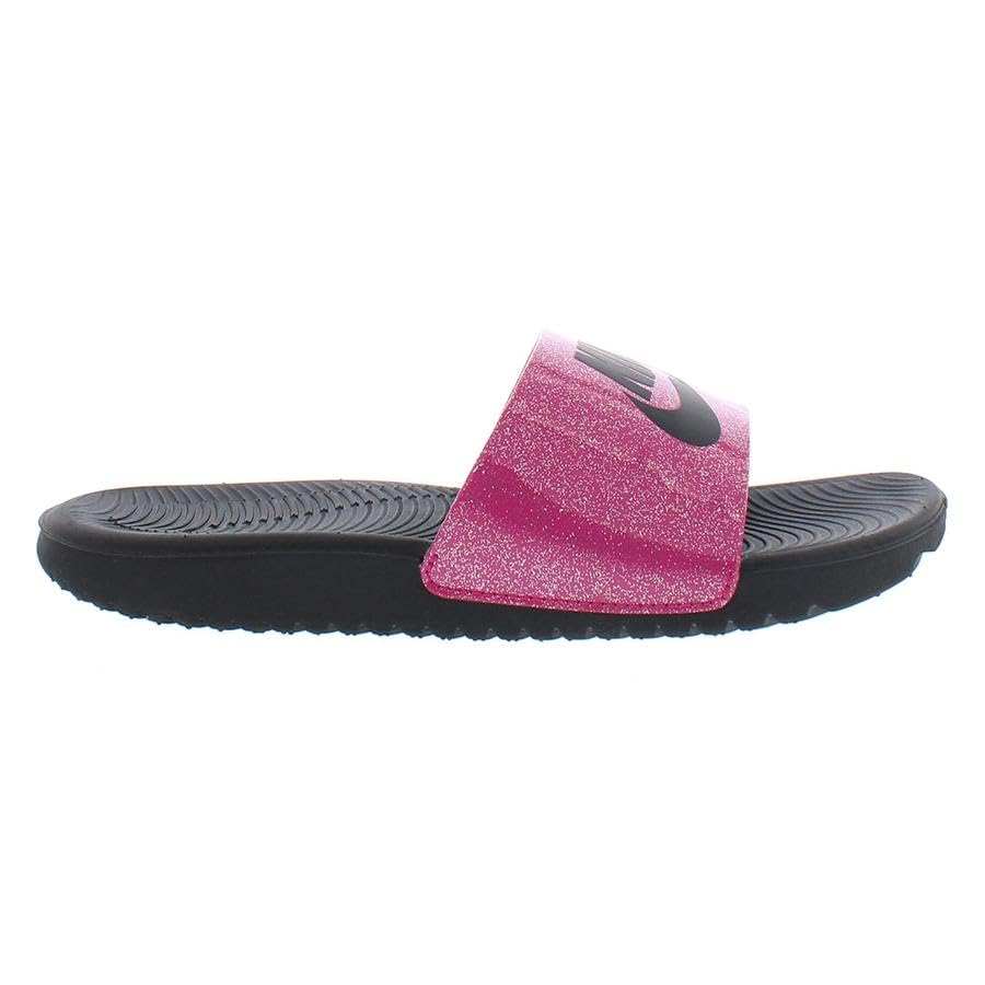 Image of Nike Kawa Slide SE 2 PS Girls Shoes Size 2, Color: Very Berry /Crow Black-Pink