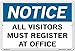 Vestil SI-N-26-D-AL-040 Notice Sign Aluminum .040" Overall Size 18.5"W x 12.5"H All Visitors Must Register at Office , 12.5" Height, 18.5" Wide, 0.04" Length