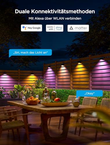 Govee Outdoor Zaun Wandleuchte Außen, RGBWIC Smart IP65 Wasserdicht,12er – Ansicht 6