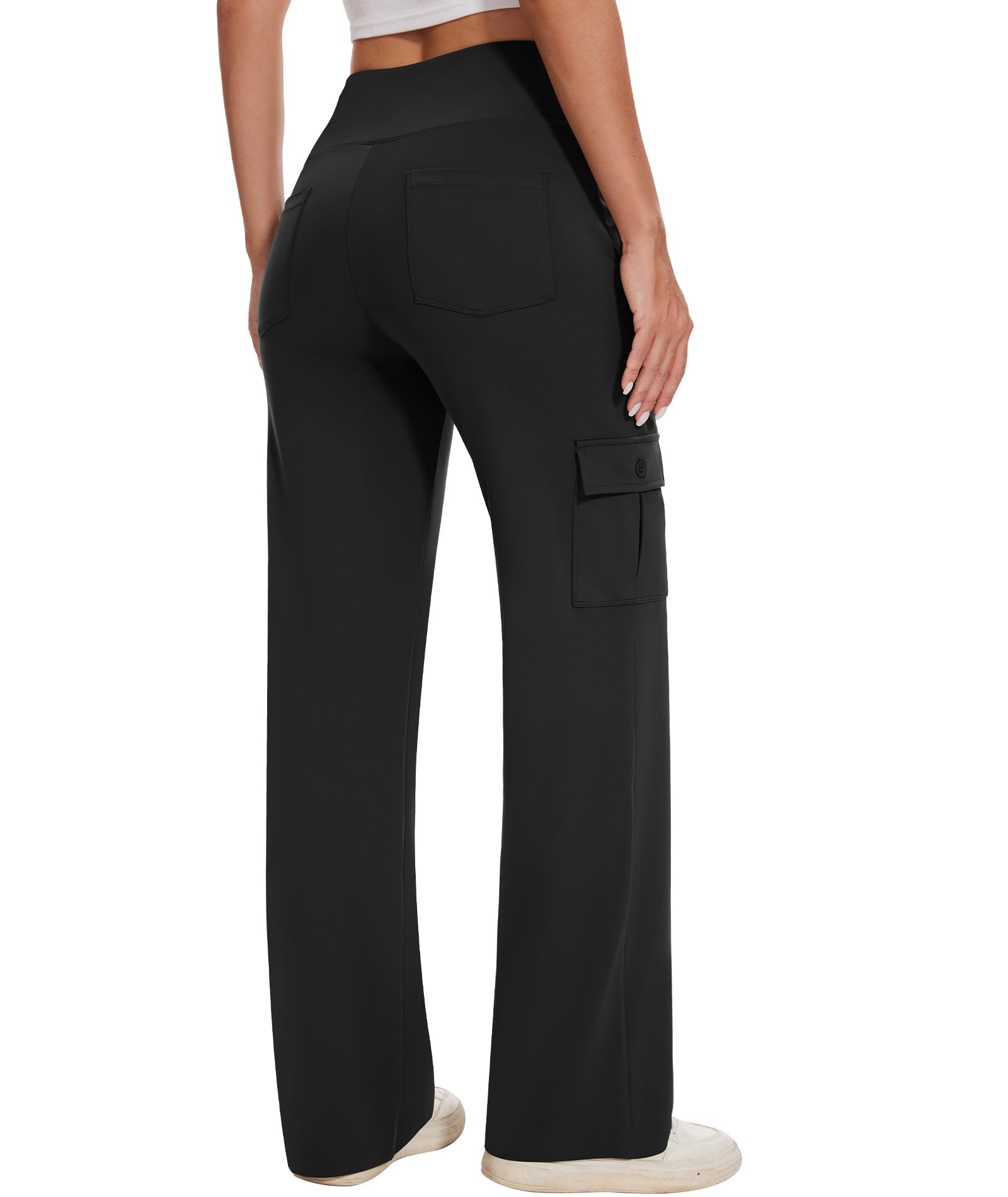 Yoga Cargo Pants Women Wide Leg Pants with Pockets High Waist Stretch Dress Casual Business Work Travel Pants,31