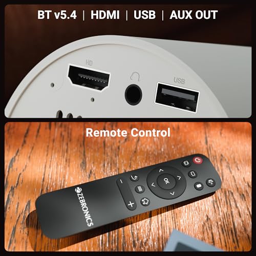 Image of Zebronics Rechargeable Smart Projector, 4K Support, Built-in Battery Upto 3hr, 4000 Lumens, 381cm Screen, Dual Band Wi-Fi, 720p Playback, Bt v5.4, App Support, Built-in Speaker (Pixa Play 76B)