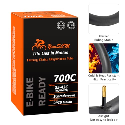 Image of Heavy Duty Bike Tubes 700x35 /38 /40 /43C 35 /43-622 AV48 Schrader Valve 2 PCS