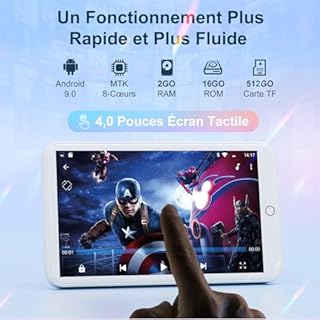 MECHEN Lecteur MP3 Spotify, Bluetooth MP4 Radio WiFi Android 9.0, Écran Tactile 4 Pouces, pour Enfants et Loisirs, Autonomie Longue