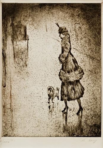 Toile Dame avec caniche Lesser Ury - Idée décoration murale pour un salon contemporain