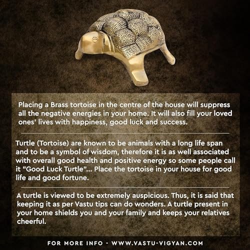 Image of Brass Vaastu Tortoise | Weight - 590 Gram Approx | Turtle | Feng Shui | Vastu Shastra Remedies | Home Decor | Turtle for Good Luck | Pack of 1
