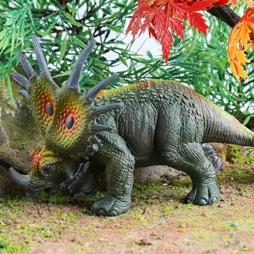 Image of FUNFOB Dinosaur Toy Figure Widtht -17cm Triceratops Dinosaur Toy for Kids & Adults PVC Multicolour | Triceratops Orage Green SML
