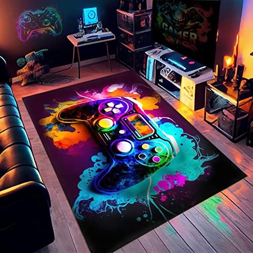 Gaming Rug for Boys Bedroom, Video Game Carpet with Gaming