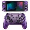 eXtremeRate Clear Atomic Purple استبدال مجموعة كاملة شل لـ Nintendo Switch & Switch Pro Controller - وحدة تحكم وحدة التحكم غير مدرجة