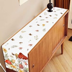 Mushroom Table Runner, Rustic Farmhouse Forest Plants Botanical Wildfloral Coffee Table Center Decor for Home Kitchen Dining Patio Holiday Party Indoor Outdoor Table Decorations, 13"x36" Inch Mushroom Table Runner Rustic Farmhouse Forest Plants Botanical Wildfloral Coffee Table Center Decor for Home Kitchen Dining Patio Holiday Party Indoor Outdoor Table Decorations 13×36 Inch