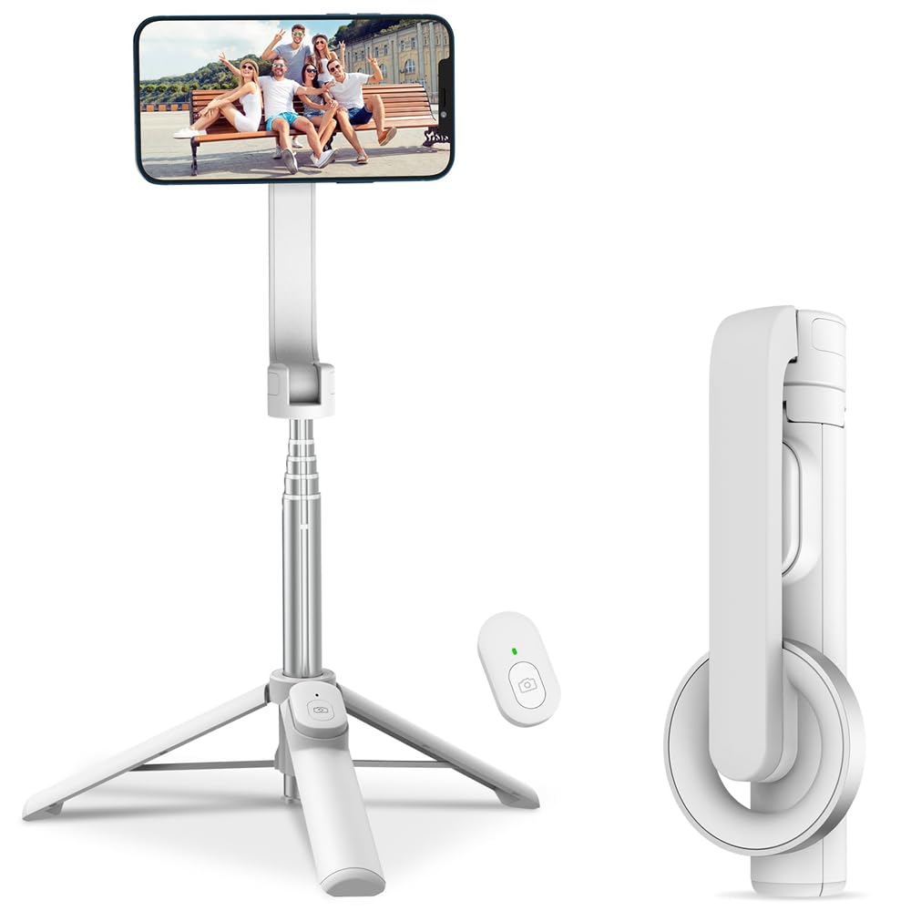 AzoneeMagnetic Selfie Stick, 29 inch Extendable Cell Phone Tripod Stand with Remote, Flexible Travel Tripod, Portable Phone Holder for Video Recording, Selfies, for iPhone 14/13/12 & All Smartphones