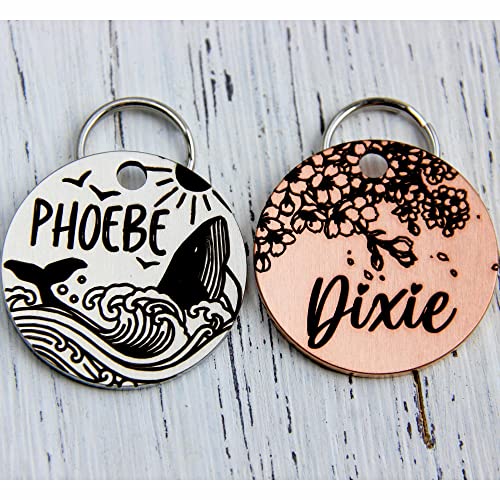 Hundemarke mit Gravur | Personalisiert Hundeanhänger mit Name | Tiermarke für Hunde und Katzen | Tier Namensschilder für Halsband | Katzemarke ID tag inkl. 2 Kostenlose Ringe