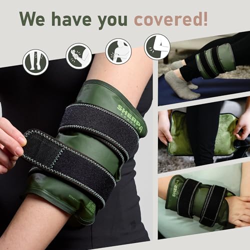 Image of Medium Gel Ice Packs for Injuries Reusable Wrap with Straps - Hot and Cold Pack for Pain Relief, Tennis Elbow, Ankle, Foot, Hand - 8 inch x 12 inch - Green