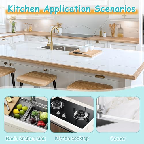 BELICOO 4 Rollen Dichtungsband Selbstklebend, Wasserdichtes Dichtungsband Dusche, PVC Dichtband für Badezimmer, Toilette, Badewanne, Waschbecken, Wandecke, Küche mit Dichtungswerkzeug (38 mm x 3,2 m)