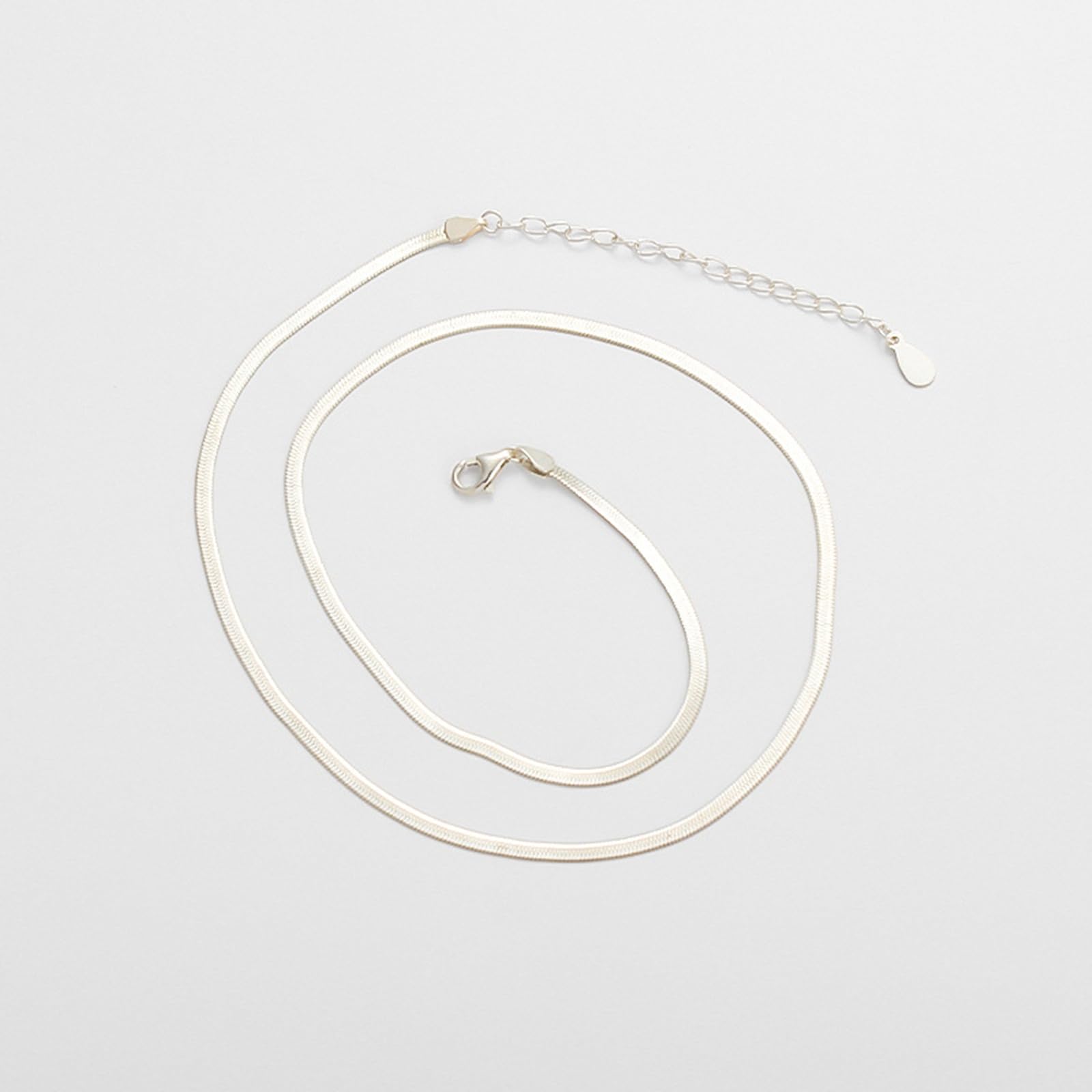 Collar de plata de ley 925, cadena de serpiente para mujer, 39 cm + 6 cm, 39CM+6CM, Plata esterlina, No es una piedra preciosa