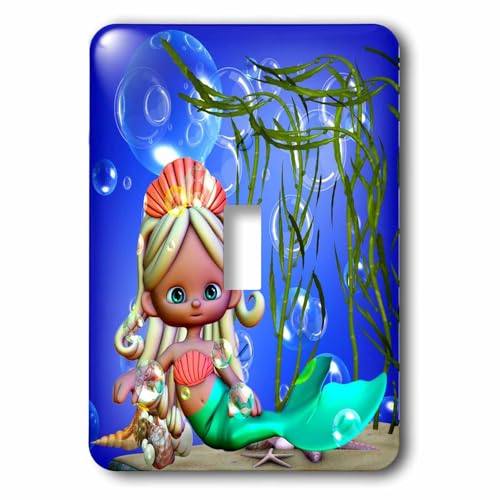 Sirène sous la mer motif imprimé 3dRose lsp_66270_1 interrupteur durable