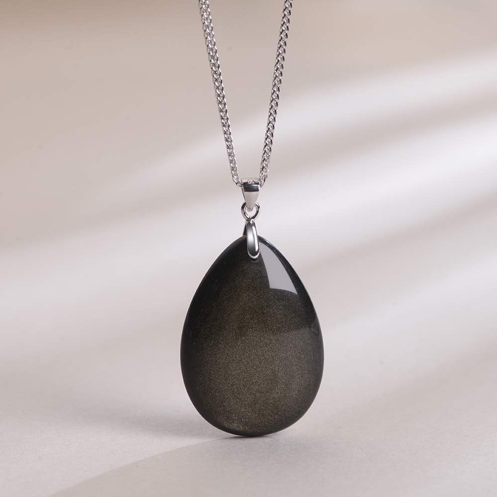 iSTONE 925 Sterling Silver Natural Crytral for Womens Pendant Necklace, Gemstone Birthstone with 17.8" Silver Chain Ladies