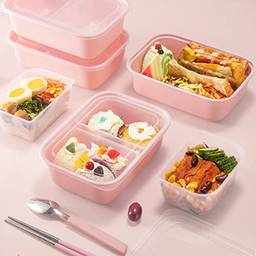 Glotoch Pink Meal Prep Containers Reusable,38Oz 1Or2 Compartment To Go Containers, Double Use As Divided Plastic Food Prep Containers With Lids For Lunch, Microwave&Freezer Safe, Bpa-Free,30 Packs #TOP5