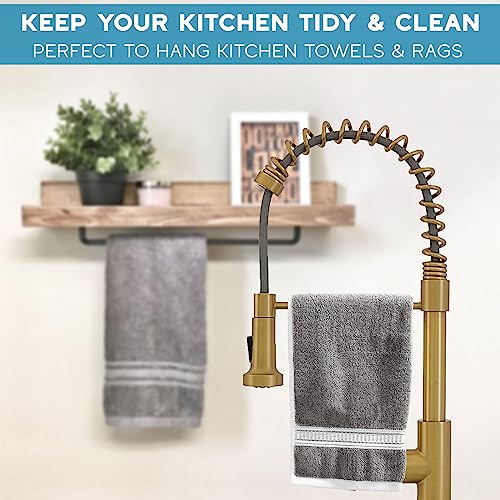 Strictly Sinks Kitchen Faucet With Pull Down Sprayer-Contemporary Design Single Handle High Arc Spring Faucet–Dual Function Spray Head With 360 Swivel Spout-Towel Bar Sink Faucet (Gold) #TOP2