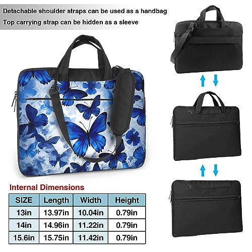 Sac pour ordinateur portable imprimé papillons bleus grande capacité - 3