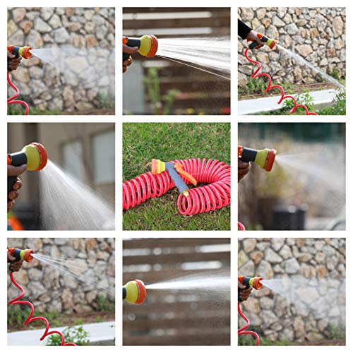 Tabor Tools Coil Garden Hose, 50 Feet Retractable Recoil Watering Hose With 8-Pattern Spray Nozzle, Corrosion Resistant 3/4 Inch Solid Brass Connectors, Lightweight And Durable. Wk50A. (50 Feet) #TOP5
