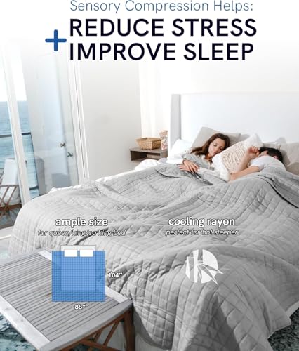 Image of YnM King Size Cooling Weighted Blanket for Adults (88x104 Inches, 20 Pounds, Light Grey), Perfect for Hot Sleepers with Cooling Rayon /Glass Beads, Heavy Bed Blanket for Couple on Queen or King Bed