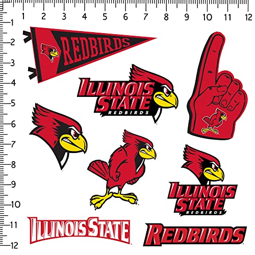 Image of Illinois State University 8ct Vinyl Large Deluxe Stickers Variety Pack - Laptop, Water Bottle, Scrapbooking, Tablet, Skateboard, Indoor /Outdoor - Set of 8