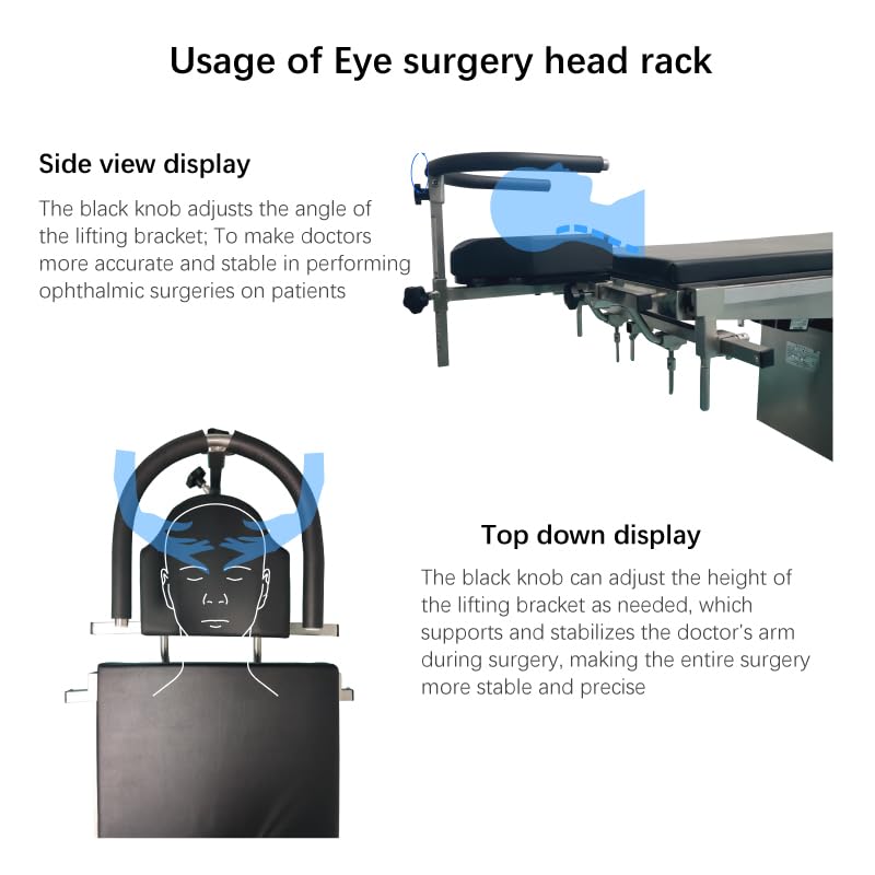 Medical Head Support System for Ophthalmic Surgery, Adjustable Arm Rest Frame with Mounting Clamps, Operating Room Surgical Bed Accessory