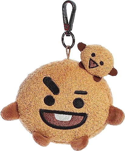 Mini peluche BT21 SHOOKY Aurora 4" marron, petit porte-clés doudou de collection