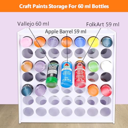 Image of 2 Packs 49 Holes Craft Paint Storage Organizer, Vertical Paint Rack Stand for Apple Barrel, Wall Mounted Paint Holder