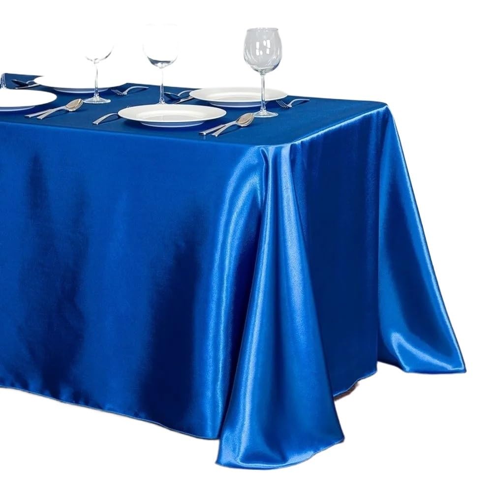 LOPJGGYF Tablecloth Satin Table Cover Overlay For Birthday Wedding Banquet Restaurant Festival Party Supply for Wedding Banquet Party Events(Blue,145x220cm)