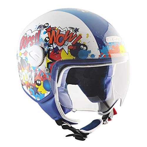 CGM - Casco de niño para niño, con visera moldeada, 205 G, color azul blanco, talla YXL (55 - 56 cm) Cover