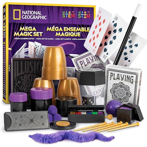 NATIONAL GEOGRAPHIC Coffret de Magie Mega – 65 Tours de Magie pour Enfants avec Tutoriels Vidéo Pas à Pas Réalisés par un Magicien Professionnel