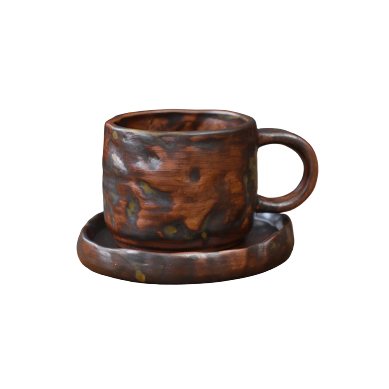 Maxtonser Heat Preserving Ceramic Mug Japanese Aesthetic Comfortable Grip Drinking Cup and Saucer Set For Hot Beverages