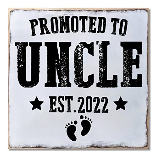 Plaque Promoted To Uncle en bois 41x41 cm pour annonce de grossesse