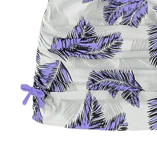 Girls Swimsuit, Bathing Suits 3 Piece Tropical Floral Twist Cross Bikini Set Girls' Swimwear with Cover Up Skirt (Purple, 14-16 Years)3